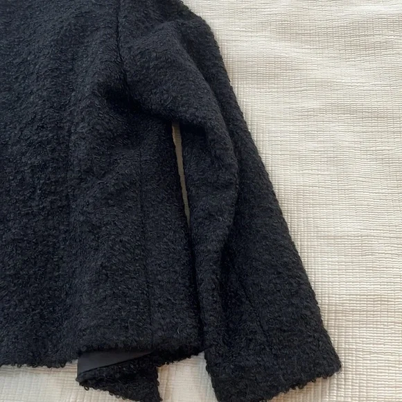 Eileen Fisher Black Curly Alpaca Moto Jacket Small